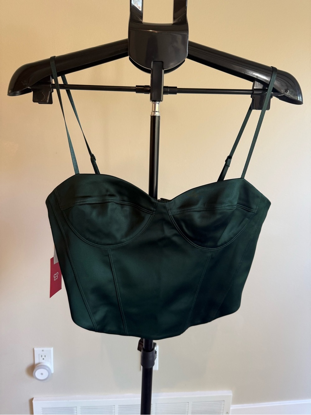 Aritzia Dark Emerald Satin Bustier Top